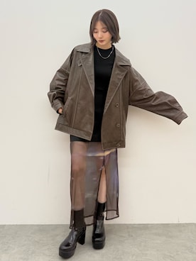 「MURUA（ムルーア）のアイテム（ブルゾン）」を使った、MIZUKIさん（レディース・156cm）の秋コーディネート