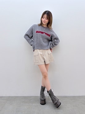「MURUA（ムルーア）のアイテム（パンツ）」を使った、MIZUKIさん（レディース・156cm）の秋コーディネート