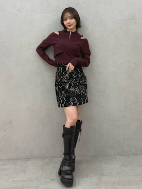 「MURUA（ムルーア）のアイテム（スカート）」を使った、MIZUKIさん（レディース・156cm）の秋コーディネート