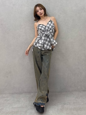 「MURUA（ムルーア）のアイテム（シャツ/ブラウス）」を使った、MIZUKIさん（レディース・156cm）の夏コーディネート