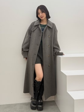 「アイテム（ステンカラーコート）」を使った、MIZUKIさん（レディース・156cm）の秋コーディネート