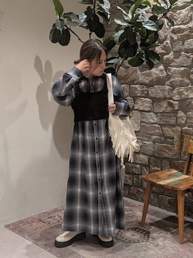 「アイテム（シャツワンピース）」を使った、sunabfさん（レディース・148cm）の秋コーディネート