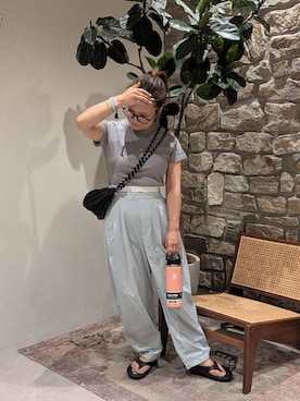 「HEREIAM（ヘレイアム）の【HEREIAM】スポーティーZIP BAG（ショルダーバッグ）」を使った、sunabfさん（レディース・148cm）の夏コーディネート