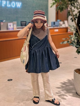 「BAYFLOW（ベイフロー）のアイテム（帽子）」を使った、sunabfさん（レディース・148cm）の春コーディネート