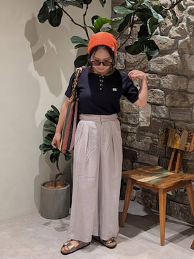 「BAYFLOW（ベイフロー）のクラウンパントサングラス(ユニセックス)（サングラス、グリーン系）」を使った、sunabfさん（レディース・148cm）の夏コーディネート