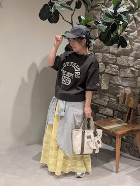 「Champion（チャンピオン）のアイテム（帽子）」を使った、sunabfさん（レディース・148cm）の春コーディネート