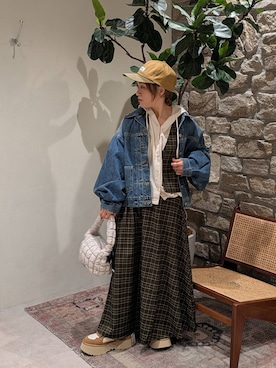 「アイテム（デニムジャケット）」を使った、sunabfさん（レディース・148cm）の夏コーディネート