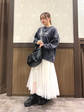 「axes femme（アクシーズファム）のアイテム（スウェット）」を使った、Momokaさん（レディース・155cm）の冬コーディネート