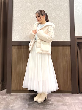 「axes femme（アクシーズファム）のアイテム（ダウンジャケット/コート）」を使った、Momokaさん（レディース・155cm）の冬コーディネート