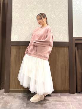 「axes femme（アクシーズファム）のアイテム（スウェット）」を使った、Momokaさん（レディース・155cm）の冬コーディネート