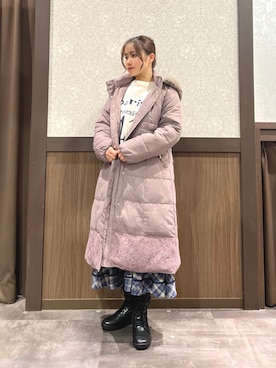 「axes femme（アクシーズファム）のアイテム（ダウンジャケット/コート）」を使った、Momokaさん（レディース・155cm）の冬コーディネート