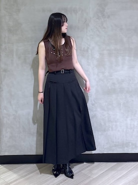 「PAGEBOY（ページボーイ）のハトメミュールサンダル（サンダル、ブラック系）」を使った、まなさん（レディース）の夏コーディネート
