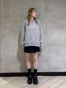 「PAGEBOY（ページボーイ）のレースアップトラックブーツ【ストレッチ/抗菌防臭/軽量/美脚】（ブーツ、ブラック系）」を使った、まなさん（レディース）の秋コーディネート