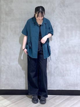 「PAGEBOY（ページボーイ）のクラシックストレート【3color/4size】（スラックス、ブルー系）」を使った、まなさん（レディース）の春コーディネート