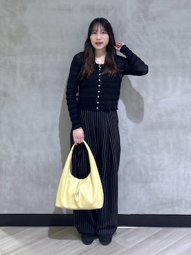「PAGEBOY（ページボーイ）のレースアップモカシン（モカシン/デッキシューズ、ブラック系）」を使った、まなさん（レディース）の春コーディネート