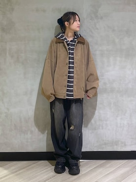 「PBLIM（ページボーイリム）の《UNISEX》ソフトスウェードブルゾン（ブルゾン）」を使った、まなさん（レディース・162cm）の秋コーディネート