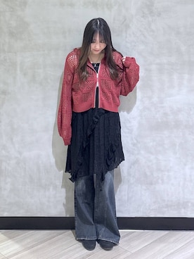 「PAGEBOY（ページボーイ）のスリムレッグフレアデニム【4color/4size】（デニムパンツ、ブルー系）」を使った、まなさん（レディース）の春コーディネート