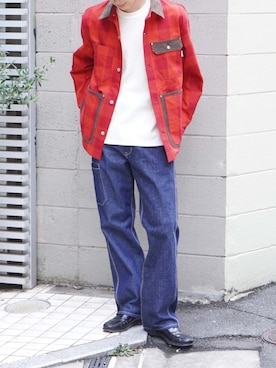 「ペインターパンツ」｜「アイテム（ブルゾン）」を使った、BROOKLYNOVERALLさん（メンズ・178cm）の夏コーディネート