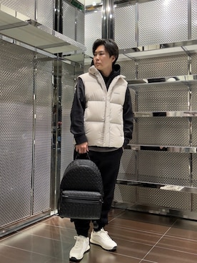 「アイテム（バックパック/リュック）」を使った、ABEさん（メンズ・172cm）の冬コーディネート