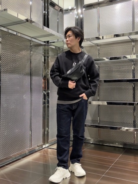 「アイテム（ボディバッグ/ウエストポーチ）」を使った、ABEさん（メンズ・172cm）の冬コーディネート