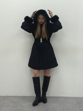 「スタッフ」｜ERIKA さん（レディース・157cm）の冬コーディネート