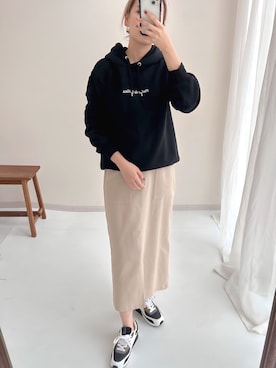 「ロゴパーカー」｜「アイテム（その他シューズ）」を使った、べりーさん（レディース・157cm）の冬コーディネート