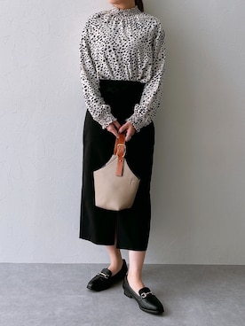 「nissen（ニッセン）の足当たり優しいビット付ローファーパンプス（低反発中敷）（ローファー）」を使った、ERIKA さん（レディース・156cm）の冬コーディネート