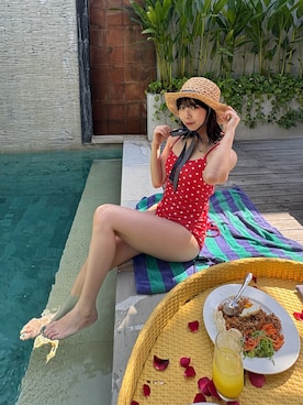 「BEAMS BOY（ビームスボーイ）のアイテム（帽子、ブラウン系）」を使った、MIRAIさん（レディース・152cm）の夏コーディネート