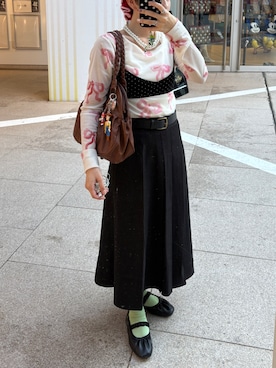 「POPPYのアイテム（トップス、ピンク系）」を使った、MIRAIさん（レディース・153cm）の夏コーディネート