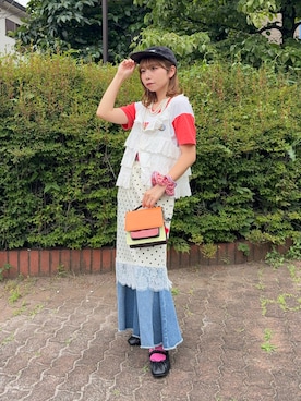 「POPPYのアイテム（デニムパンツ、ブルー系）」を使った、MIRAIさん（レディース・153cm）の夏コーディネート