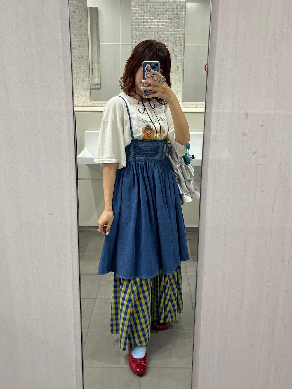 「古着MIX、ニコアンド、お出かけコーデ、ローリーズファーム(LOWRYS FARM)、パンプス、ガーリーコーデ、古着コーデ」｜「古着のアイテム（Tシャツ/カットソー、ホワイト系）」を使った、MIRAIさん（レディース・152cm）の夏コーディネートの1枚目の写真