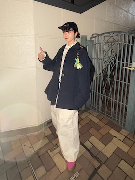 「Supreme （シュプリーム）のアイテム（帽子）」を使った、MIRAIさん（レディース・152cm）の春コーディネート