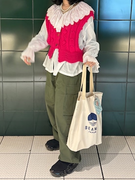 「BEAMS（ビームス）のアイテム（バッグ）」を使った、MIRAIさん（レディース・152cm）の春コーディネート