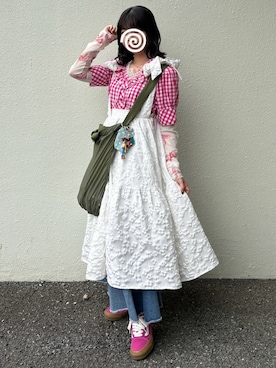 「POPPYのアイテム（オールインワン・サロペット、ホワイト系）」を使った、MIRAIさん（レディース・152cm）の春コーディネート