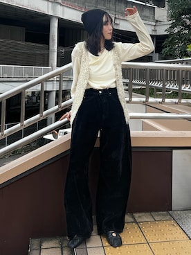 「アイテム（帽子）」を使った、西村唯さん（レディース・160cm）の秋コーディネート