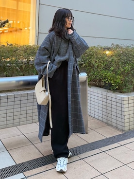 「Ungrid（アングリッド）のカシミヤ混ニットパンツ（その他パンツ）」を使った、西村唯さん（レディース・160cm）の冬コーディネート