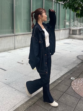 「Ungrid（アングリッド）のアイテム（デニムジャケット）」を使った、西村唯さん（レディース・160cm）の秋コーディネート