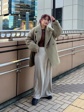 「Ungrid（アングリッド）のアイテム（その他アウター）」を使った、西村唯さん（レディース・160cm）の冬コーディネート