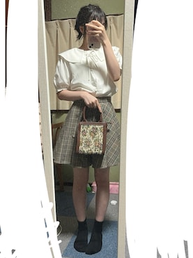 「白ブラウス」｜Nanaさん（レディース・157cm）の夏コーディネート