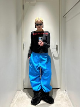 「MARTINE ROSE（マーティンローズ）のアイテム（スウェットパンツ）」を使った、Sayaさん（レディース・172cm）の冬コーディネート