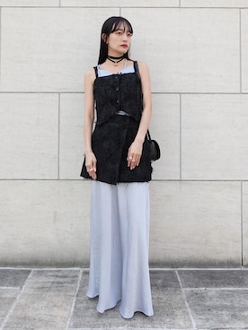 「sahara（サハラ）の【PRE ORDER】Multiway Cut Jacquard Bustier（その他トップス、ブラック系）」を使った、MARTEさん（レディース・157cm）の春コーディネート