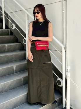 「カーゴスカート」｜MARTEさん（レディース・168cm）の夏コーディネート
