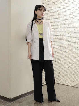 「Ruh Dhan（ルーダン）のAnnual Ring Jacket（その他アウター、ホワイト系）」を使った、MARTEさん（レディース・158cm）の春コーディネート