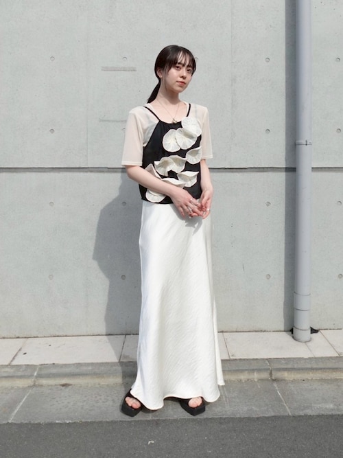 Drawstring Flower Motif Camisole/ドローストリングフラワー