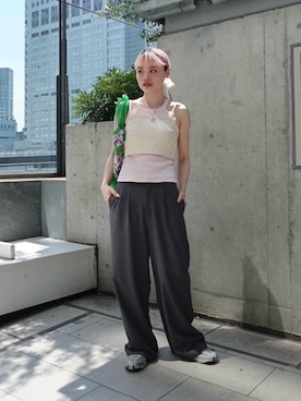 「アイテム（その他トップス、ゴールド系）」を使った、MARTEさん（レディース・163cm）の夏コーディネート