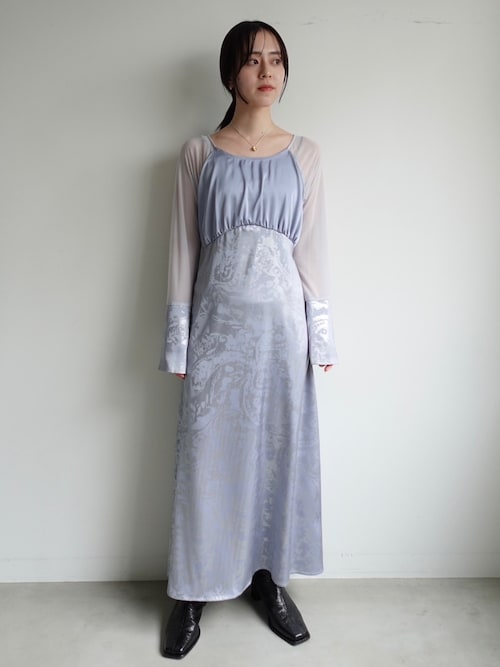 【美品】MARTE saharaフォイルスタンプサテンドレス Foil Stamped Satin Dress/フォイルスタンプドサテンドレス（ドレス