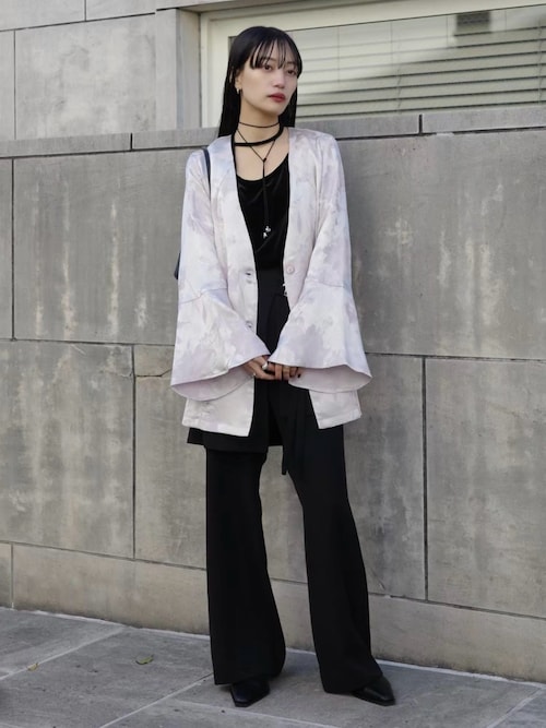 Satin Jacquard Jacket/サテンジャガードジャケット（ノーカラー