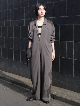 「Ruh Dhan（ルーダン）のGeometric Lace All-in-One/ジオメトリックレースオールインワン（つなぎ/オールインワン、グレー系）」を使った、MARTEさん（レディース・168cm）の春コーディネート