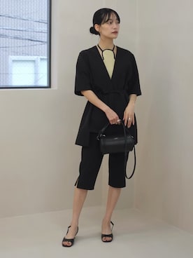 「アイテム（ノーカラージャケット）」を使った、MARTEさん（レディース・158cm）の夏コーディネート