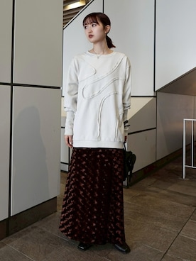 「sahara（サハラ）のCurve Design Sweat/カーブデザインスウェット（スウェット、グレー系）」を使った、MARTEさん（レディース・160cm）の夏コーディネート
